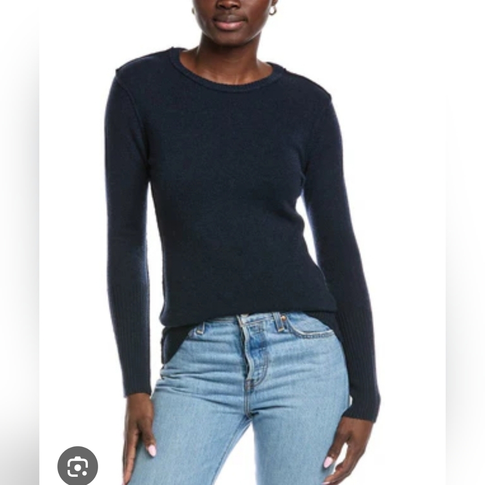 Autumn Cashmere Womens  Distressed Sweater, Black Xs